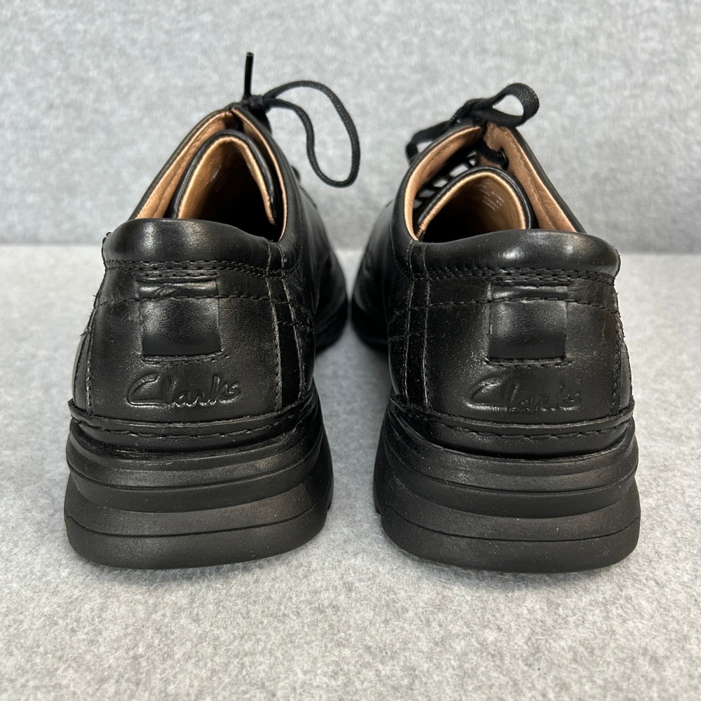 Clarks Wrangler Black Leather Lace Up Oxford Dress Shoes Office Mens Size 10 M - Picture 7 of 12